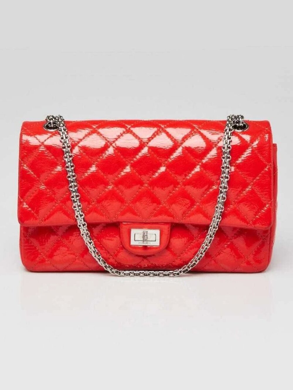 Chanel Red 2.55 Reissue Quilted Patent Leather 226 Flap Bag